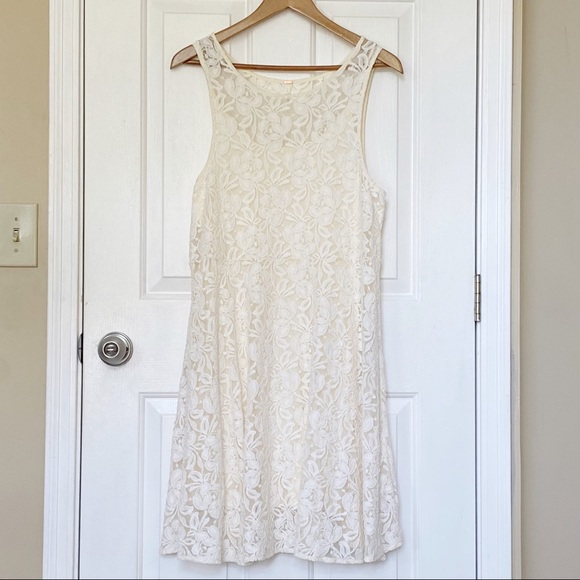 Free People Miles of Lace Ivory Tank Swing Dress L - Picture 2 of 12
